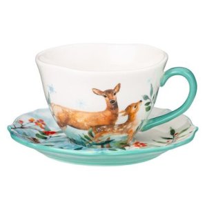 Чайная пара Лефард 200мл Лесная сказка Олени фарфор15х15х8см409-201
