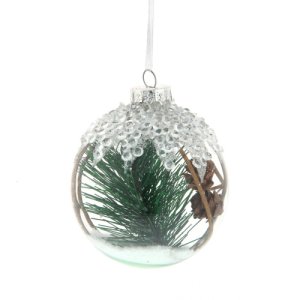 Украшение елочное Шар Еловая лапа D 8см L8 W8 H10см стекло