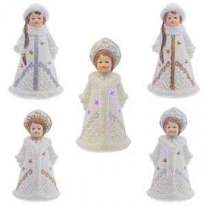 Фигурка декор Снегурочка с подсвет L7 W6 H12см 5в фарфор 237588