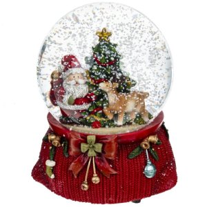 Фигурка Санта музыка в стек шаре D 10см L11 W11 H15см полимер 781514