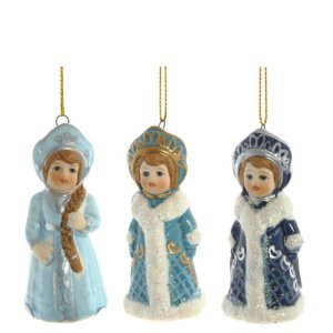 Украшение елочное Снегурочка L3,5 W3,5 H8см фарфор 753829