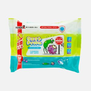 Салфетки Манеки влажные очищающие с антибактериальным эффектом 20шт