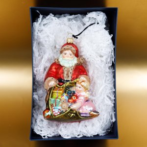 Фигурка Санта и девочка 9х6х15см стекло 2064К03