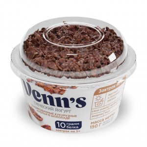 Йогурт Веннс Греческий и глазированные кукурузные хлопья в шоколаде обезжиренный 0.1% 150г