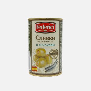 Оливки Федеричи с анчоусом ж/б/кл 300г