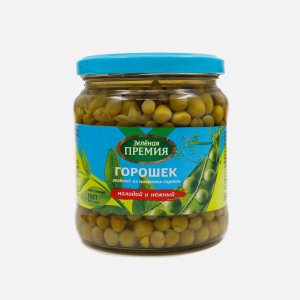 Горошек Зелёная премия зелёный из мозговых сортов в/с ст/б 450г