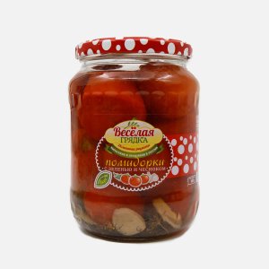 Помидорки Веселая грядка с зеленью и чесноком маринованные ст/б 680г
