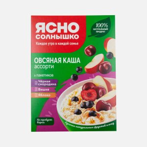 Каша Ясно солнышко овсяная Ассорти черная смородина/вишня/яблоко 6*45г 270г