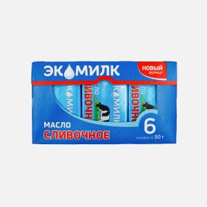 Масло Экомилк Традиционное сладко-сливочное несоленое 82.5% к/к 6*50г