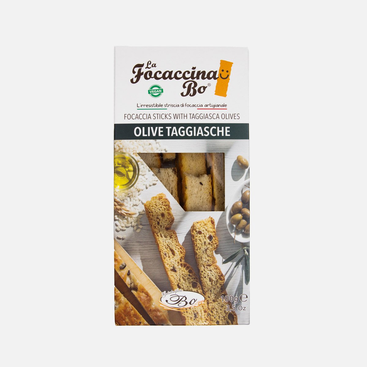Фокачча Гриссинифисио Бо Веган с оливками Таджаска руч раб 100г Фокачча Гриссинифисио Бо Веган с оливками Таджаска руч раб 100г