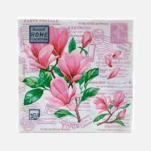 Салфетки Букет Хоум Коллекшн Открытка с магнолими 33*33см3сл 20л
