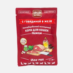 Корм Солид Натура Премиум Говядина в желе пауч 85г