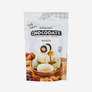 Конфеты Шокодейт Финики с миндалём в белом шоколаде дой/пак 100г