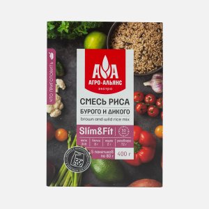 Смесь риса Агро-Альянс Экстра бурого и дикого 5*80г к/к 400г
