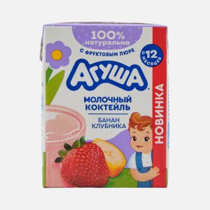 Коктейль Агуша Банан/клубника молочный 2% с 12мес 190мл/197г