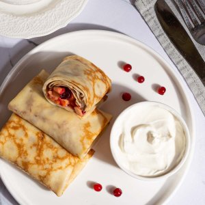 Блинчики с яблоком и клюквой вес