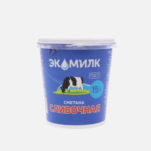 Сметана Экомилк сливочная 15% пл/ст 300г