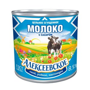 Молоко сгущенное Алексеевское с сахаром ГОСТ 8.5% ж/б 380г