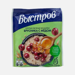 Хлопья Быстров овсяные Брусника с медом без варки 40г