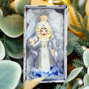 Украшение елочное Эвис Василиса Прекрасная с росписью стекло 9,2см