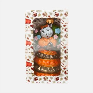 Украшение елочное Эвис Кошечка с зонтиком стекло 13см