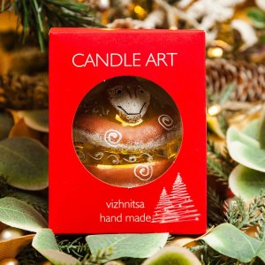 Украшение елочное Эвис Змея на шаре стекло 8см