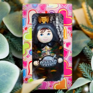 Украшение елочное Эвис Танкист-01 с росписью стекло 9см