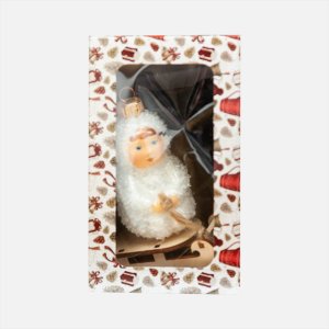 Украшение елочное Эвис Малыш на саночках-01 с росписью стекло 10,2