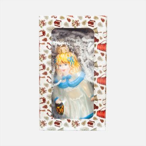 Украшение елочное Эвис Девочка с фонарем-01 с росписью стекло 11см