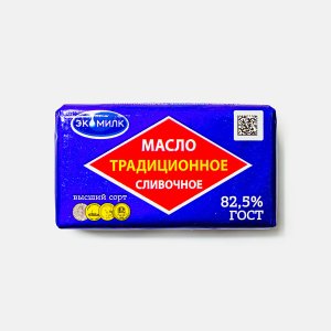 Масло Экомилк Традиционное сливочное 82.5% в/с фольга 160г