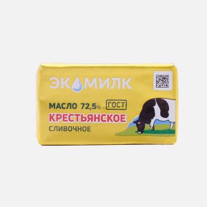 Масло Экомилк Крестьянское сливоч 72.5% в/с фольга 160г Ромб