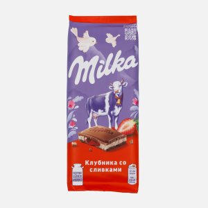 Шоколад Милка Клубника со сливками молочный 80г