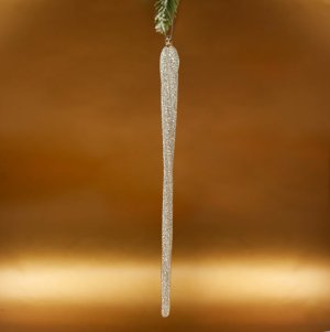 Украшение елоч Сосулька Искорки бело-серебряная стекло 2х20см YQL16