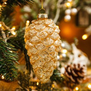 Украшение елоч Шишка Амурский кедр шампань винтаж стекло 7х7х13см