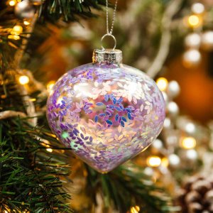 Украшение елоч Капля Ледяная фантазия стекло 8х8х7см YQL1598