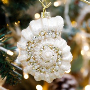 Украшение елочное Холидей Классик Фигурка Ракушка Аммонит перламутров