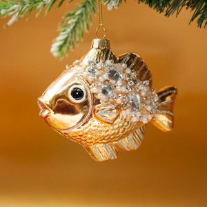 Украшение елочное Холидей Классик Фигурка Рыбка золотая гламурная