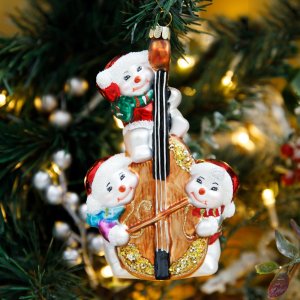 Украшение елочное Холидей Классик Фигурка Снеговички-музыкан с виолон