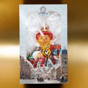 Украшение елочное Мисс Мишка стекло 11х15см S910