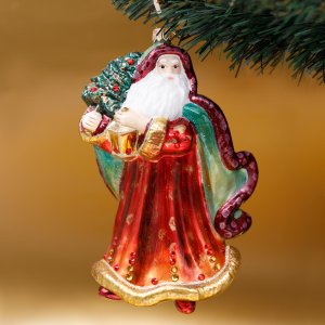 Украшение елочное Янтарный ДедМороз стекло 16х8см 4017BRS