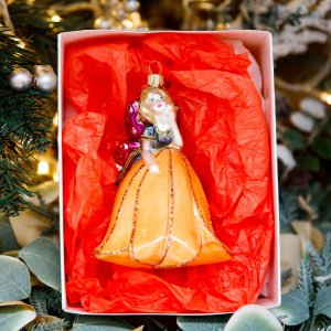 Украшение елочное Фея Рыжий тюльпан стекло 13х9см GW093A-1