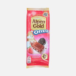 Шоколад Альпен Гольд Орео Нежная клубника с кусочками печенья 85г