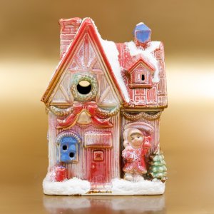 Фигурка декор Домик с подсвет L13 W10 H18см фарфор