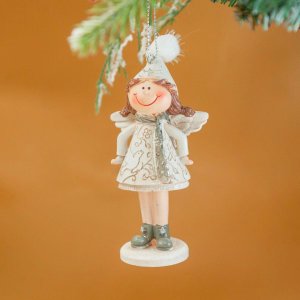 Украшение елочное подвесное Ангел L5 W3,5 H10,5см полимер