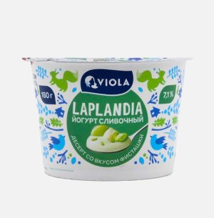 Йогурт Виола Лапландия сливочный Десерт со вкусом фисташки 7.1% 180г