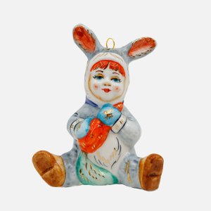 Украшение елочн Лефортовский фарфор Малыш в костюме зайчика фарфор