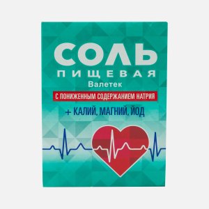 Соль Валетек пищевая с пониженным содержанием натрия + калий/магний/йод к/к 350г
