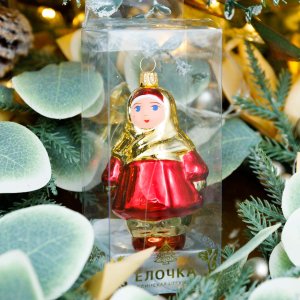Украшение елочное Фигурка Девочка в платке Н83мм стекло С2358