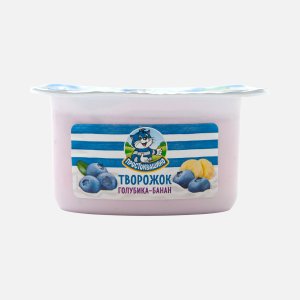 Продукт творожный Простоквашино Творожок Голубика/банан 3.6% пл/ст 110г