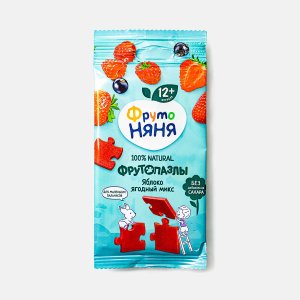 Фруктовые кусочки ФрутоНяня Пазлы из яблок/клубники/малины 20г